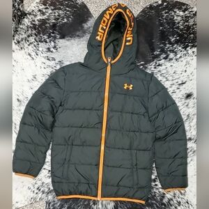 Under Armour Kids Puffer Jacket - Black with Orange Trim